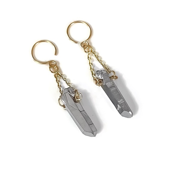 14KYGF Crystal Quartz Point Earrings - Picture 9 of 12